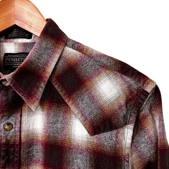 Pendleton Thomas Kay Plaid Western Large Long Sleeve Pearl Snap HEAVY Cotton - Picture 3 of 13